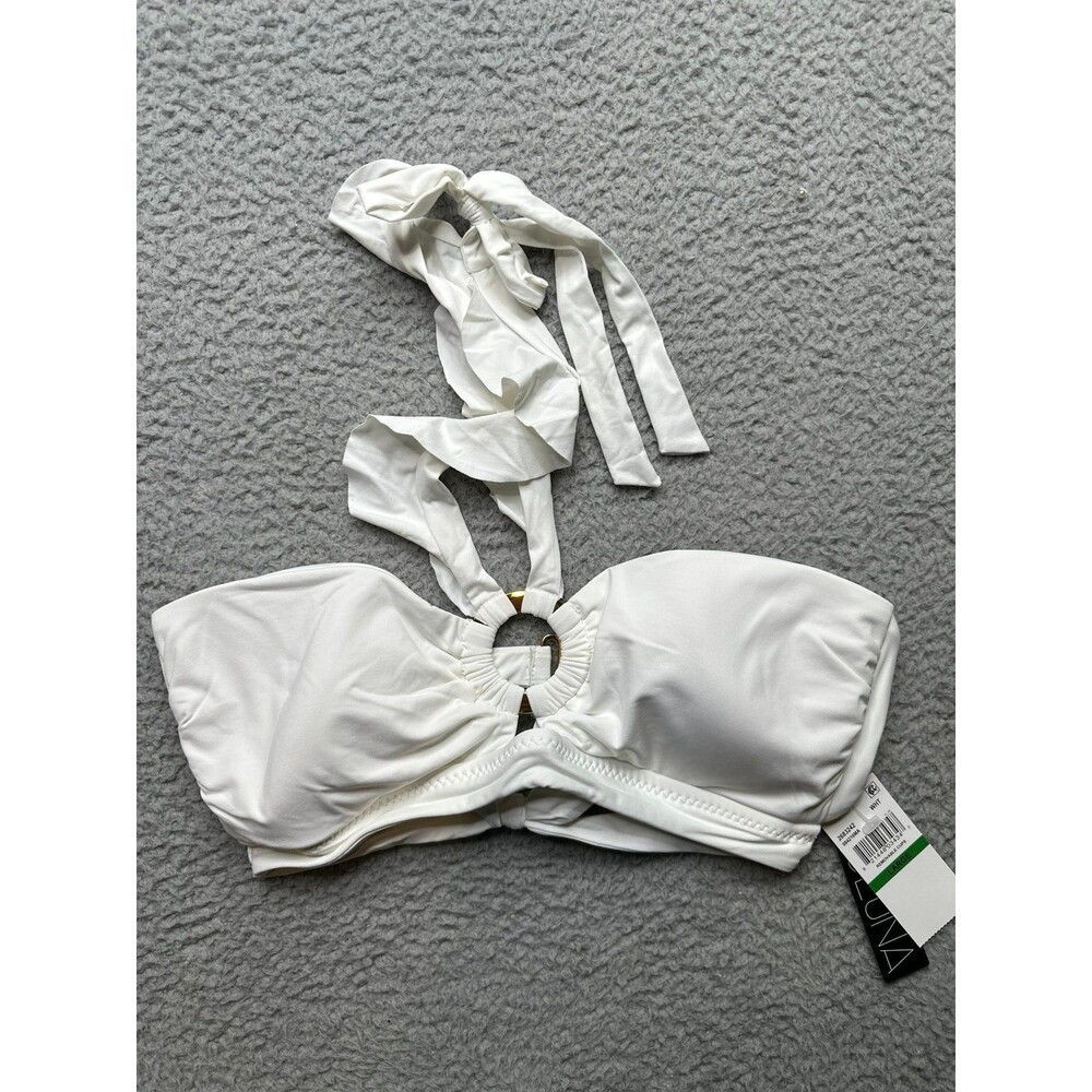 Soluna Swim Women's Buckle Up Shirred Bandeau Bikini Top large